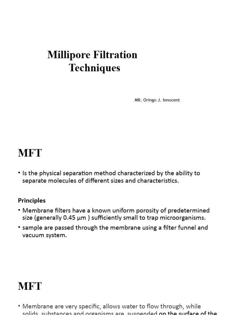 Millipore Filtration Techniques Overview | PDF | Filtration | Membrane
