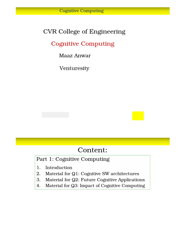 Understanding Cognitive Computing Essentials | PDF | Artificial ...