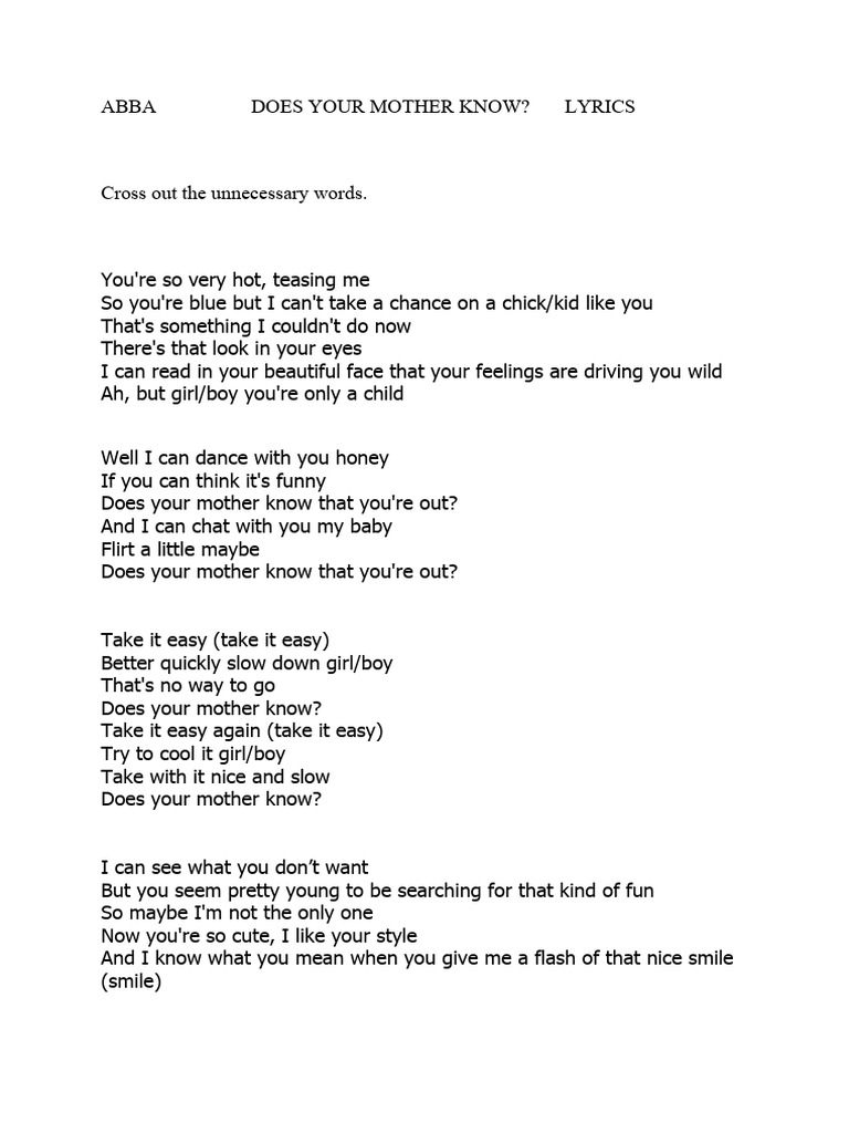 Abba Does Your Mother Know PDF