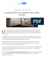 La Liquidazione e Il Rimborso Dei Crediti Erariali