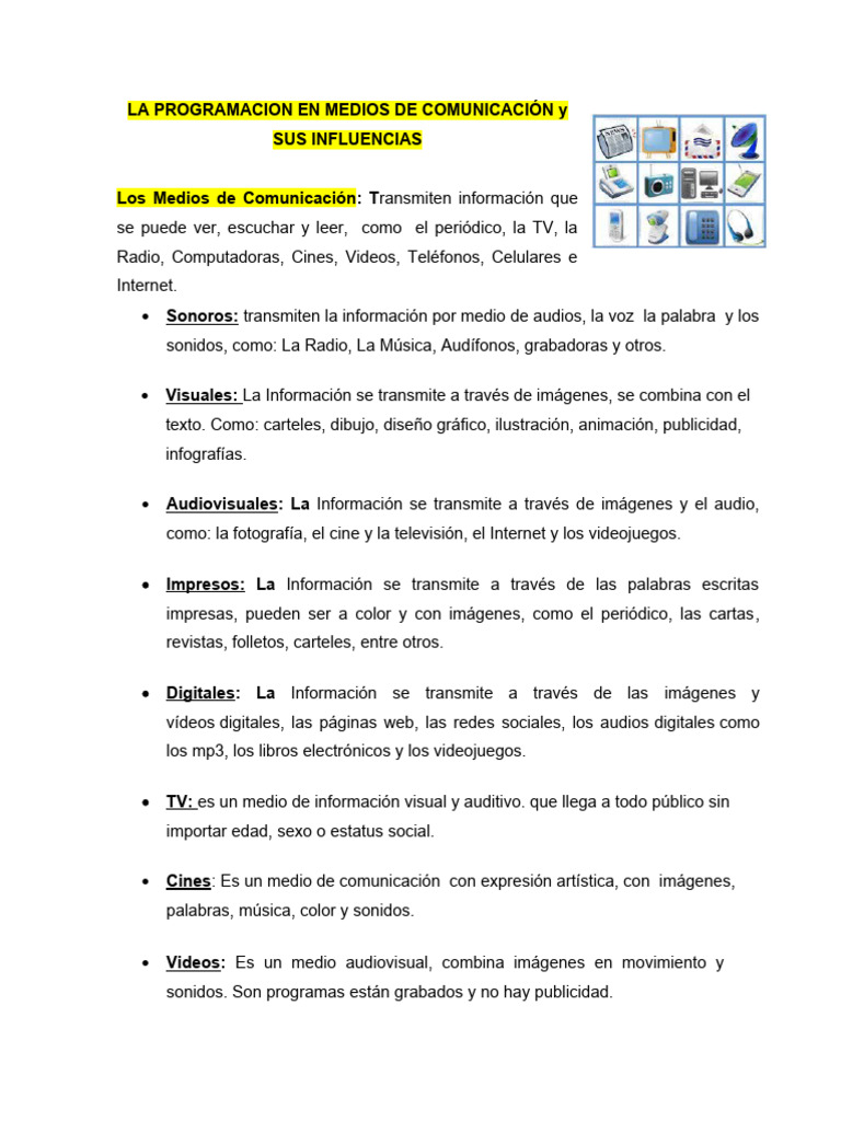 Influencia de la Programación en Medios | PDF | Medios de comunicación ...