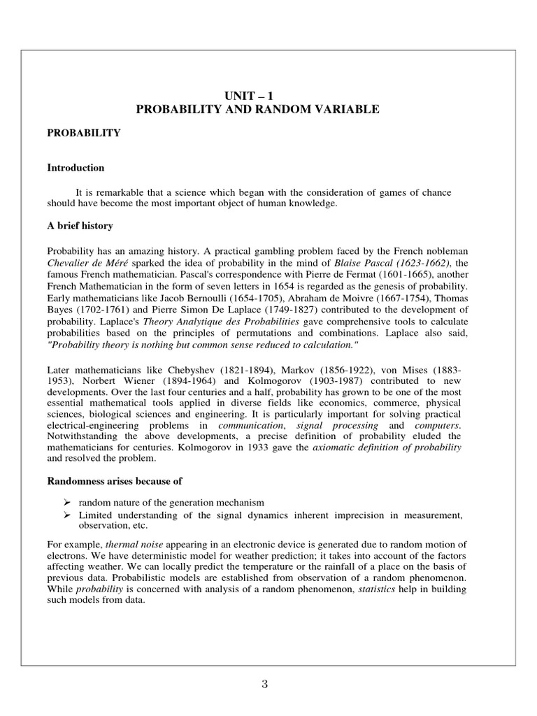 Probability and Random Variables Overview | PDF | Set (Mathematics ...