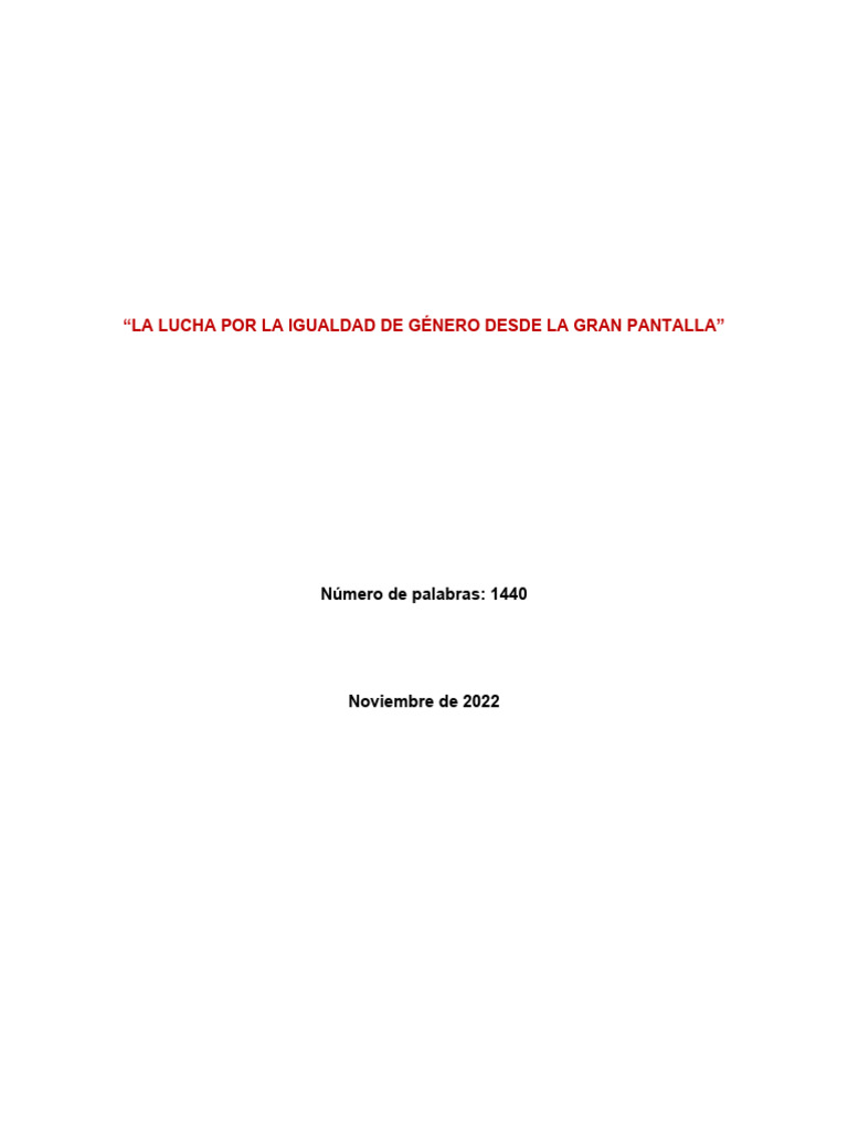 Cine y la lucha por la igualdad de género | PDF | Feminismo | Estudios ...