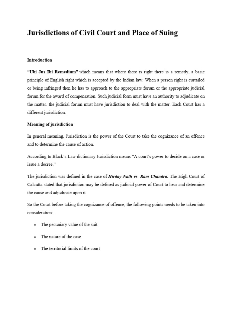 Civil Court Jurisdiction Explained | PDF | Lawsuit | Jurisdiction