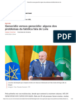 Genocídio Versus Genocídio - Alguns Dos Problemas Da Fatídica Fala de Lula