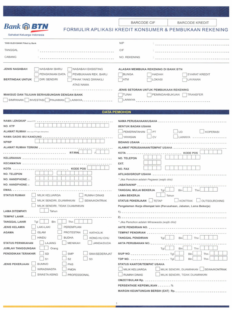 FORM APLIKASI KREDIT Baru-1 | PDF