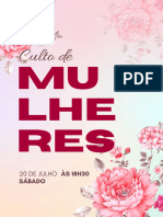 Cartaz Culto de Mulheres Aquarela Floral Rosa