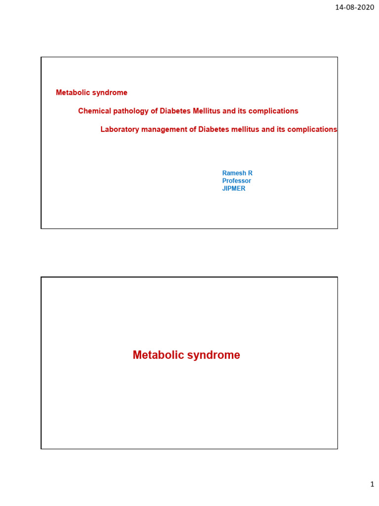 Metabolic Syndrome Diabetes Lab Management | PDF | Diabetes | Glycated ...