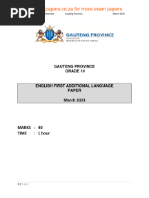 GR 10 English (FAL) Controlled Test March 2023 Question Paper