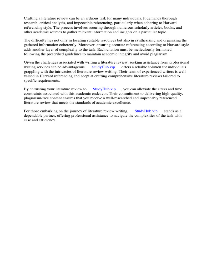 How To Reference A Literature Review Harvard