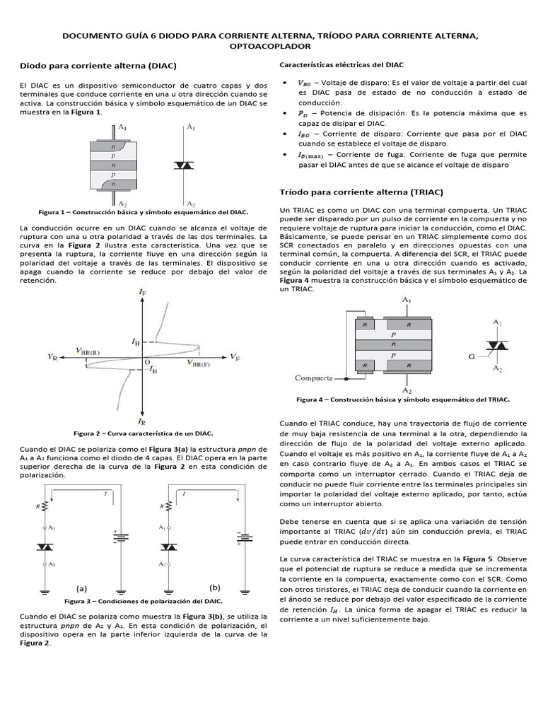 Comparativa entre DIAC y TRIAC | PDF | Corriente eléctrica ...