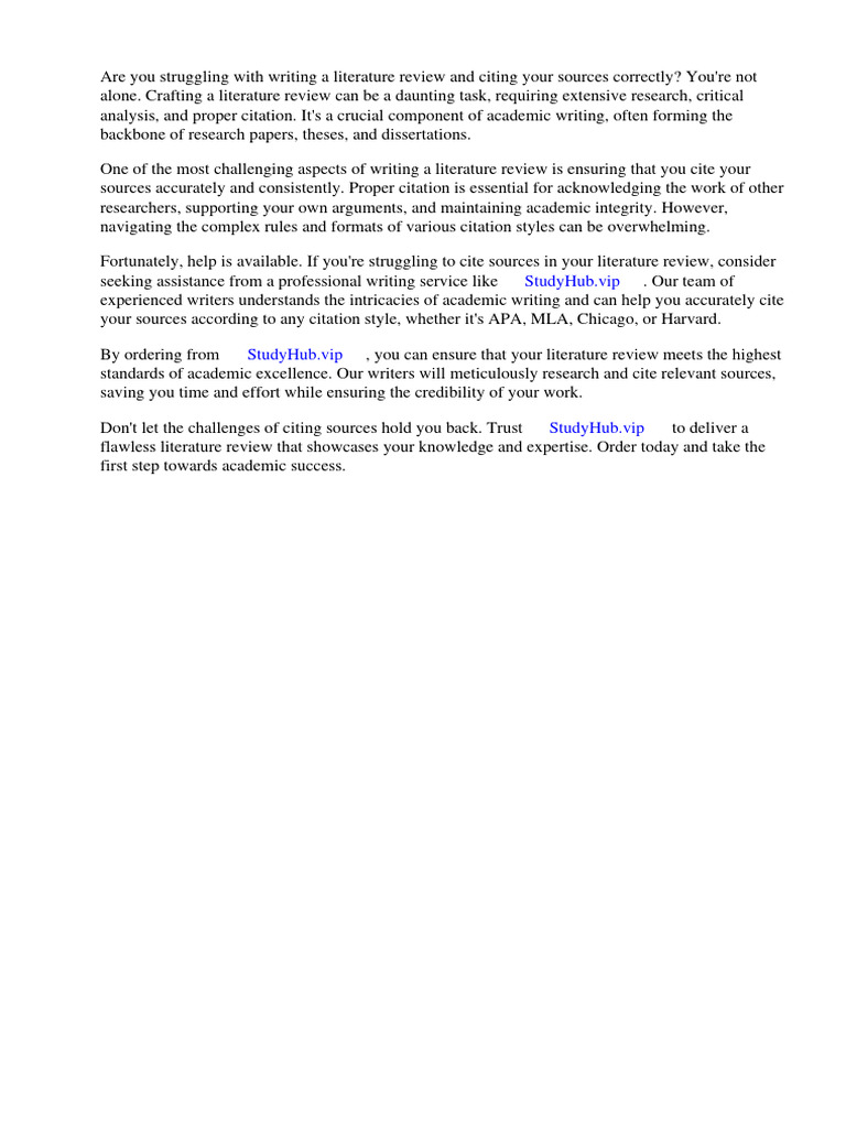 How To Cite In A Literature Review Example