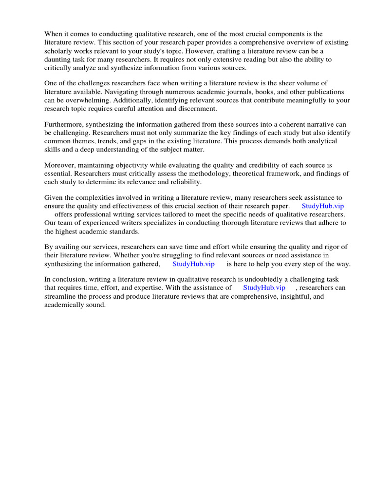How to Write Literature Review in Qualitative Research PDF