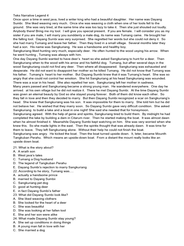 Soal Essay Narrative Text Snow White