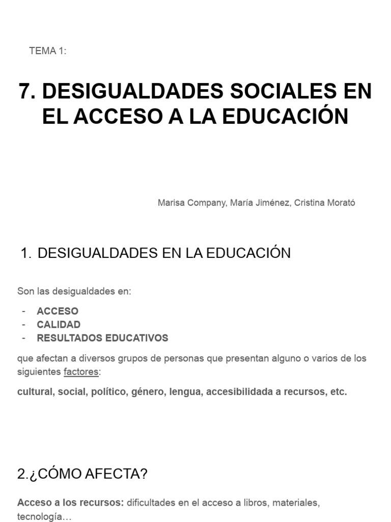 Desigualdades Sociales en El Acceso A La Educación | PDF | Desigualdad ...