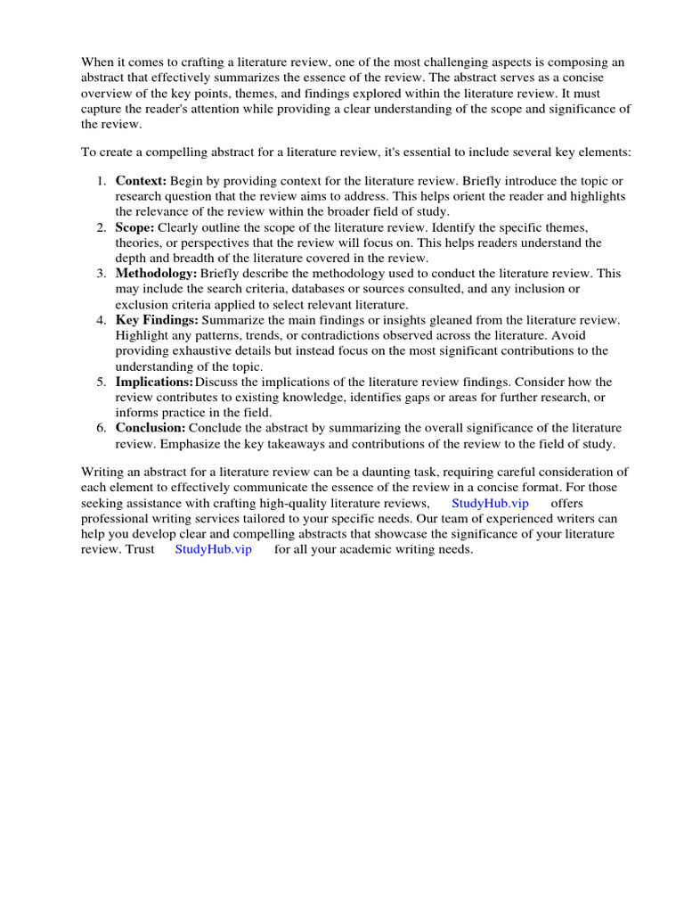 Crafting Effective Literature Review Abstracts | PDF | Abstract ...