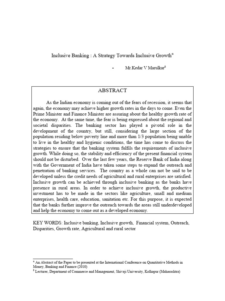 Inclusive Banking | PDF | Financial Inclusion | Banks