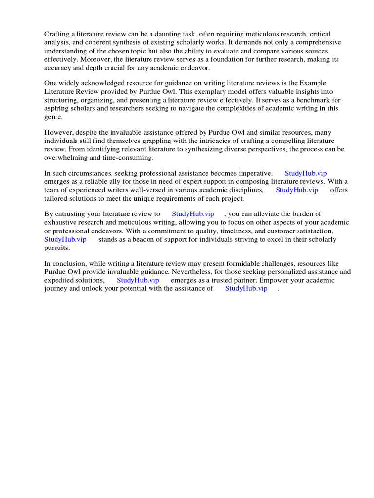 Example Literature Review Purdue Owl | PDF | Apa Style | Citation