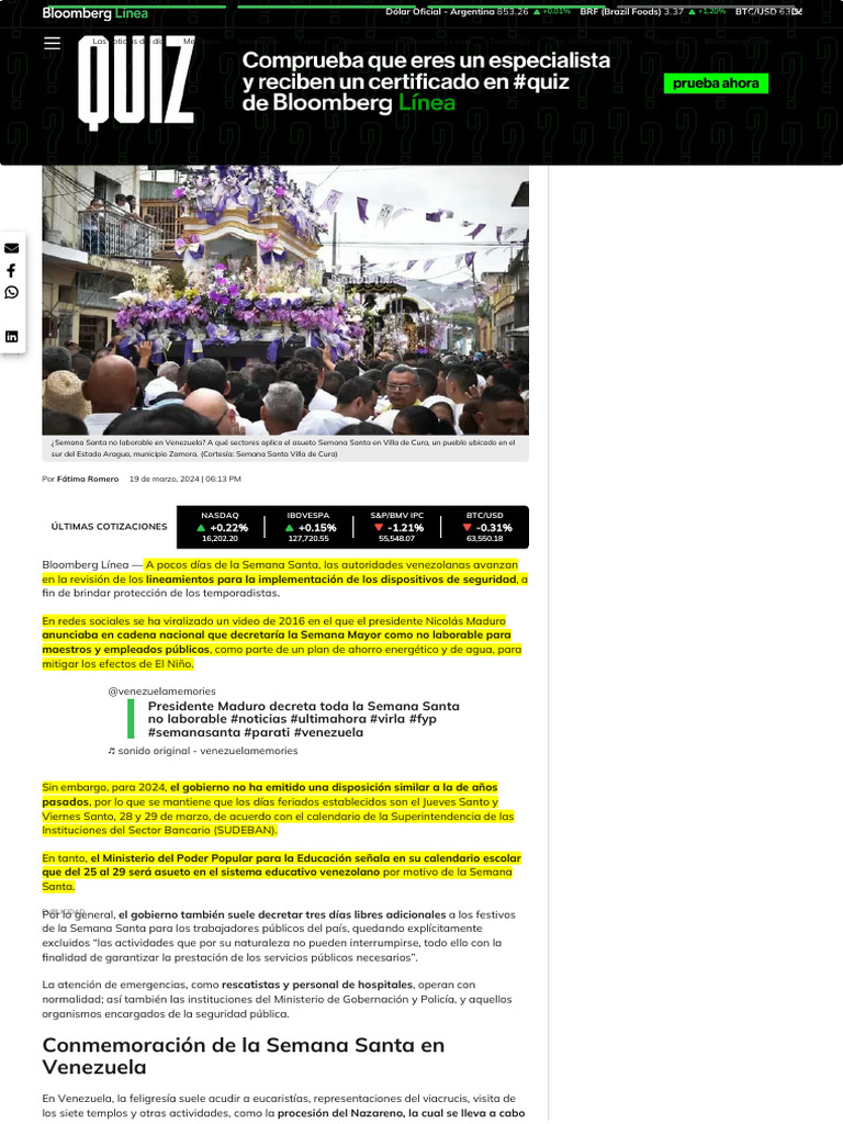 ¿semana santa no laborable en venezuela_ a qué sectores aplica el