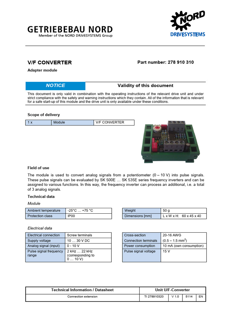 V/F Converter Installation Guide | PDF | Power Inverter | Power Supply