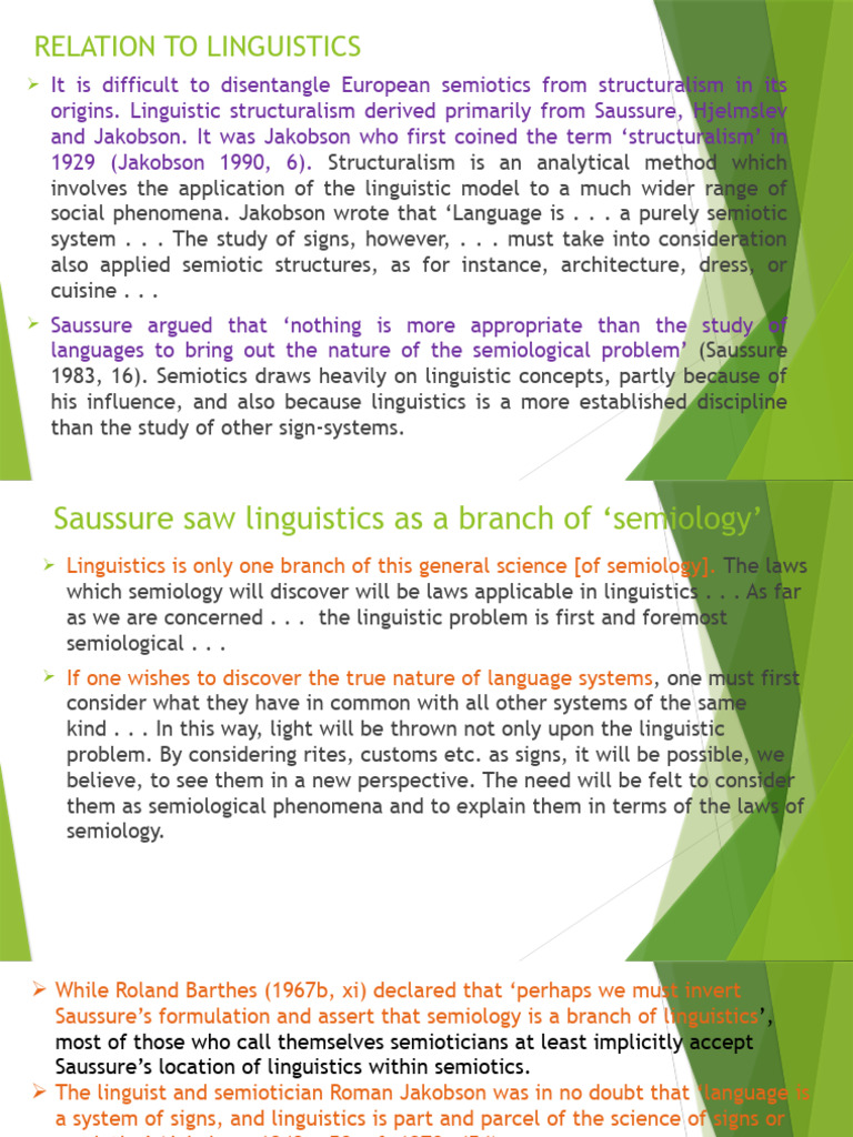 Relation To Linguistics | PDF | Semiotics | Linguistics