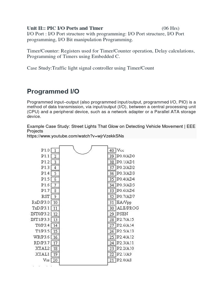 PIC18F452 I/O Ports and Timer Guide | PDF | Input/Output | Central ...