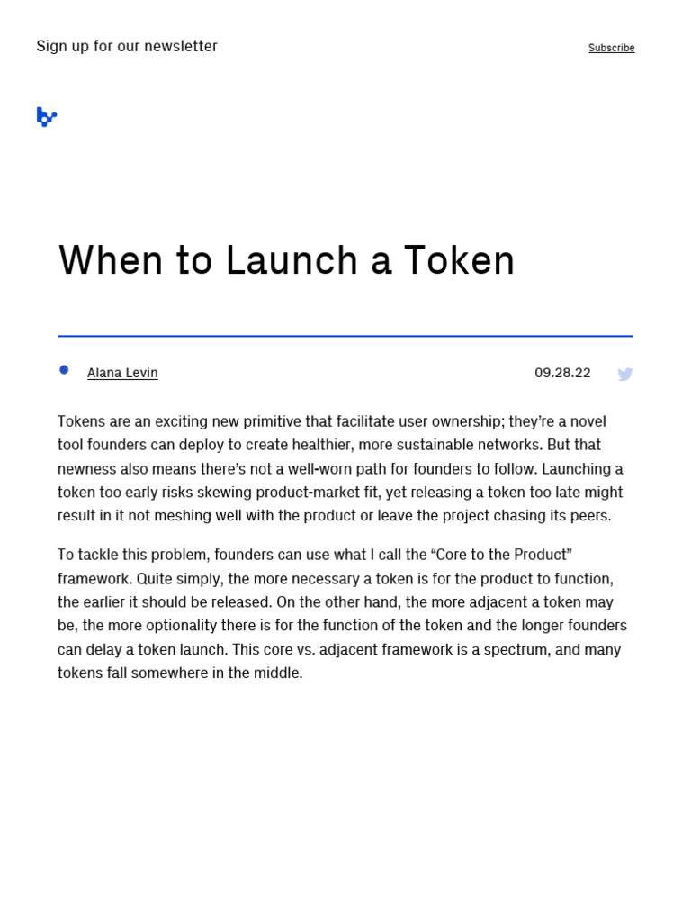 Token Launch Timing Framework | PDF | Cryptocurrency
