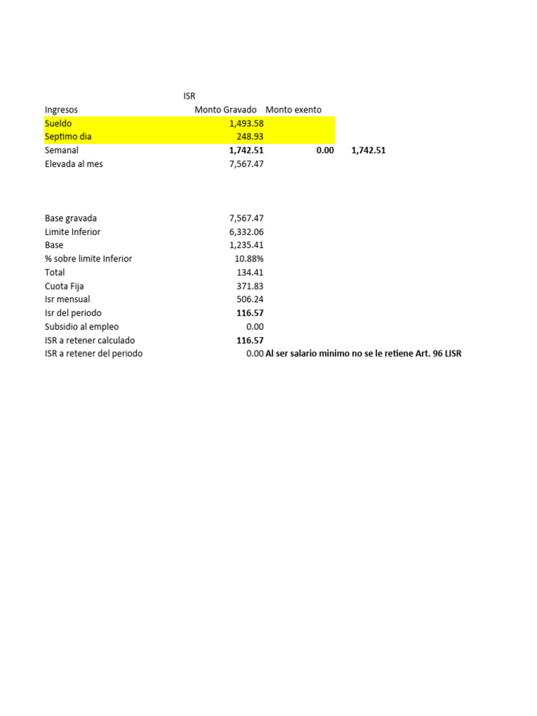 Cálculo de ISR e IMSS para 2024 | PDF | Salario mínimo | Salario