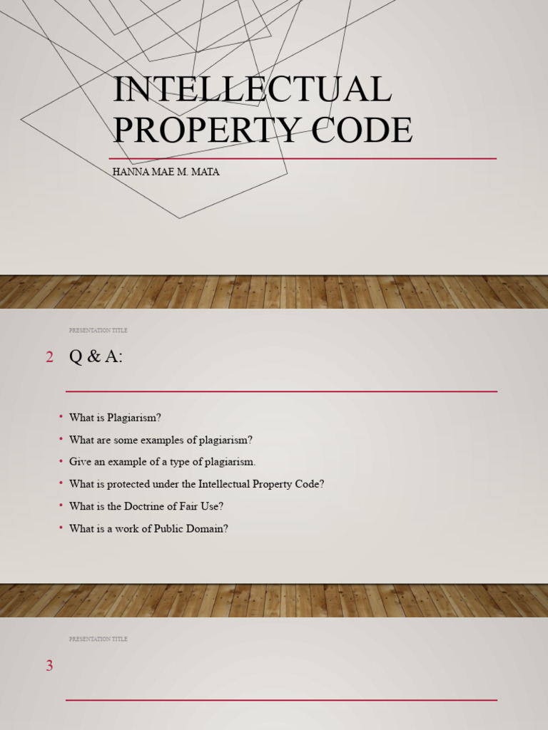 Intellectual Property Code ppt-1 | PDF | Fair Use | Plagiarism