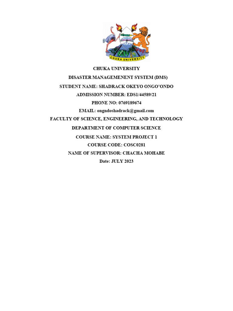 Online Disaster Management System Proposal | PDF | Natural Disasters ...