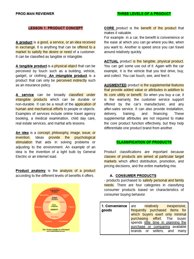 Product Concept & Classification Guide | PDF | Product (Business ...