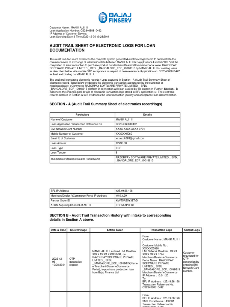 Audit Trail Sheet - 00 - 13 - 26 | PDF | E Commerce | Telecommunications