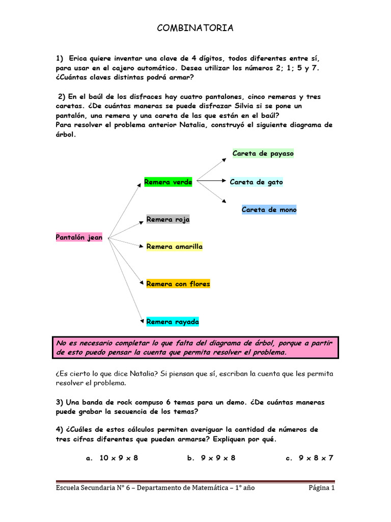 Problemas de Combinatoria y Claves | PDF
