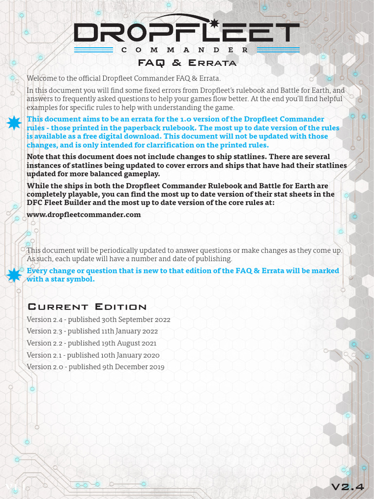 Dropfleet Commander FAQ & Errata V2.4 | PDF | Torpedo | Ships