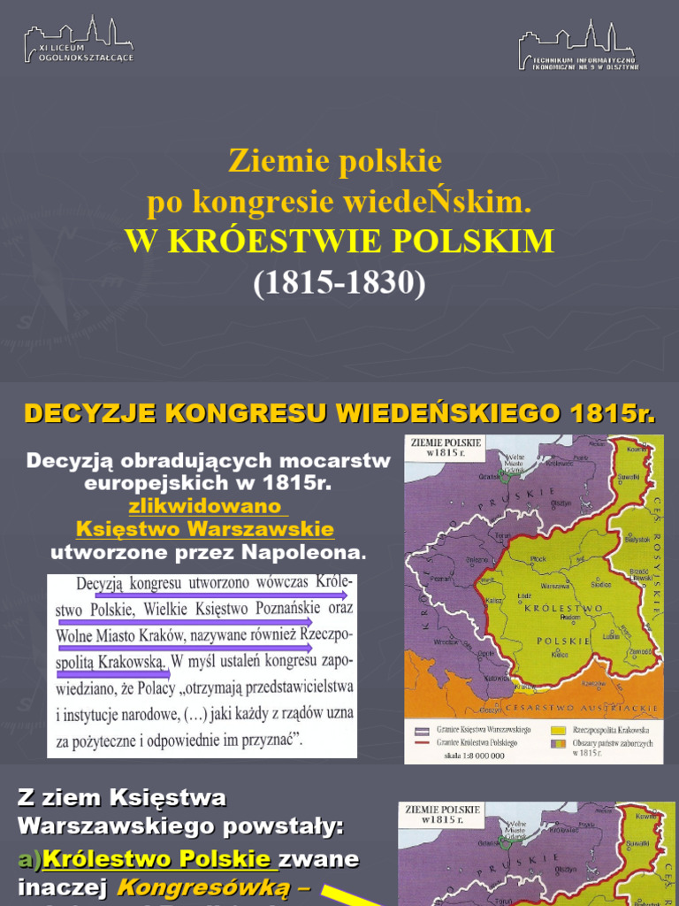 Ziemie Polskie Po Kongresie Wiedeńskim Sprawdzian Pdf Grupa A Lekcja 13 - Ziemie Polskie Po Kongresie Wiedeńskim. W Królestwie