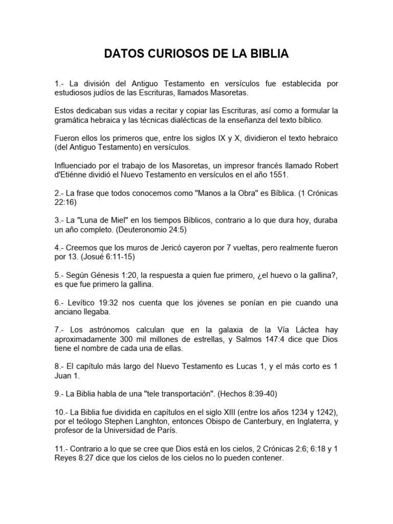 40 Datos Curiosos de la Biblia | PDF | Biblia | Víspera