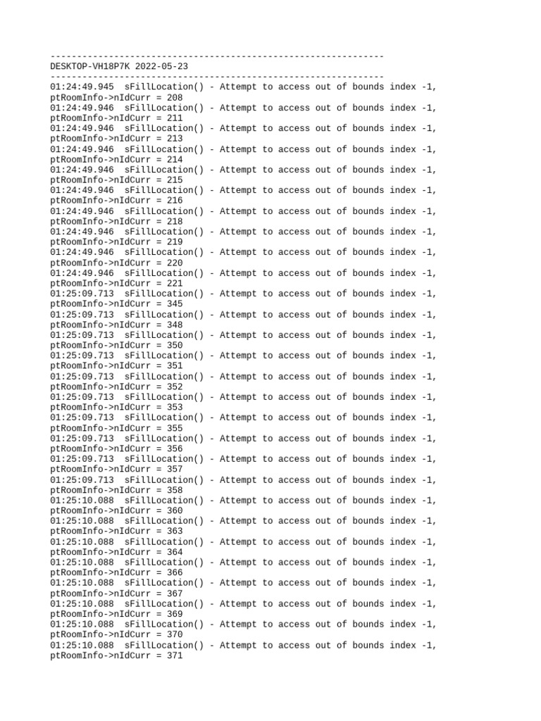Out of Bounds Index Errors Log | PDF | Teaching Methods & Materials ...