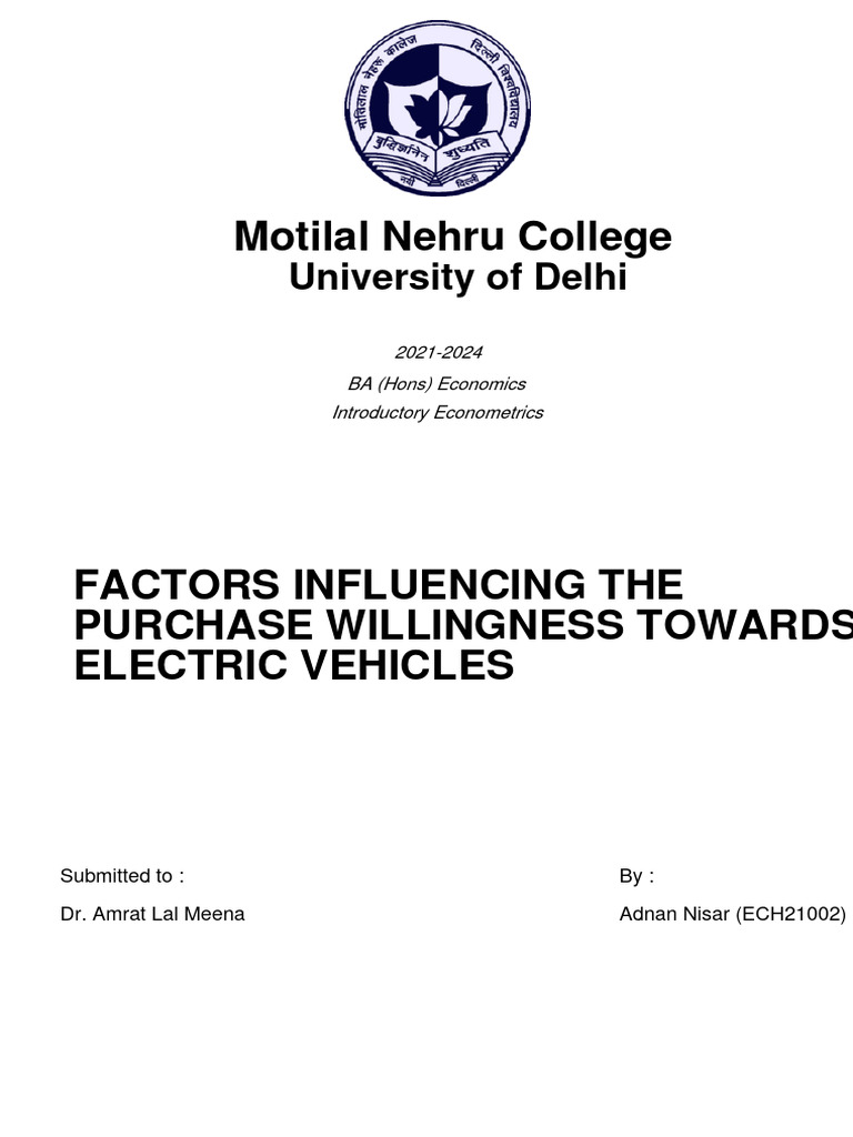 Factors Influencing Electric Vehicle Adoption | PDF | Ordinary Least ...