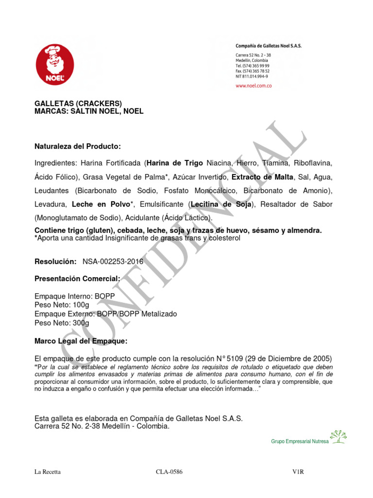 Ficha tecnica saltinas crackers noel descargar gratis pdf alimentos