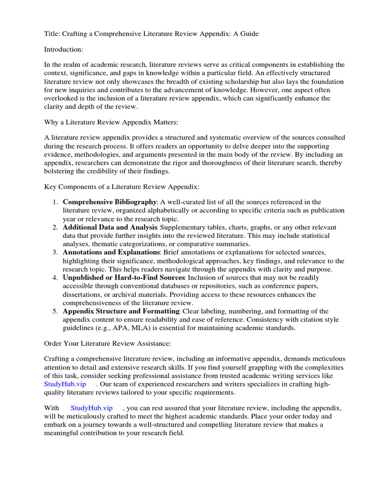 Literature Review Appendix Example | PDF | Literature Review | Methodology