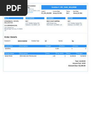 Invoice # OC_OAK_M112008