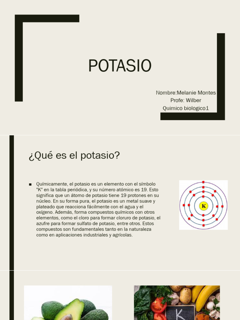 Importancia y propiedades del potasio | PDF | Potasio | Química