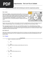 English Reading Comprehension - The Lost Cyty of Atlantis