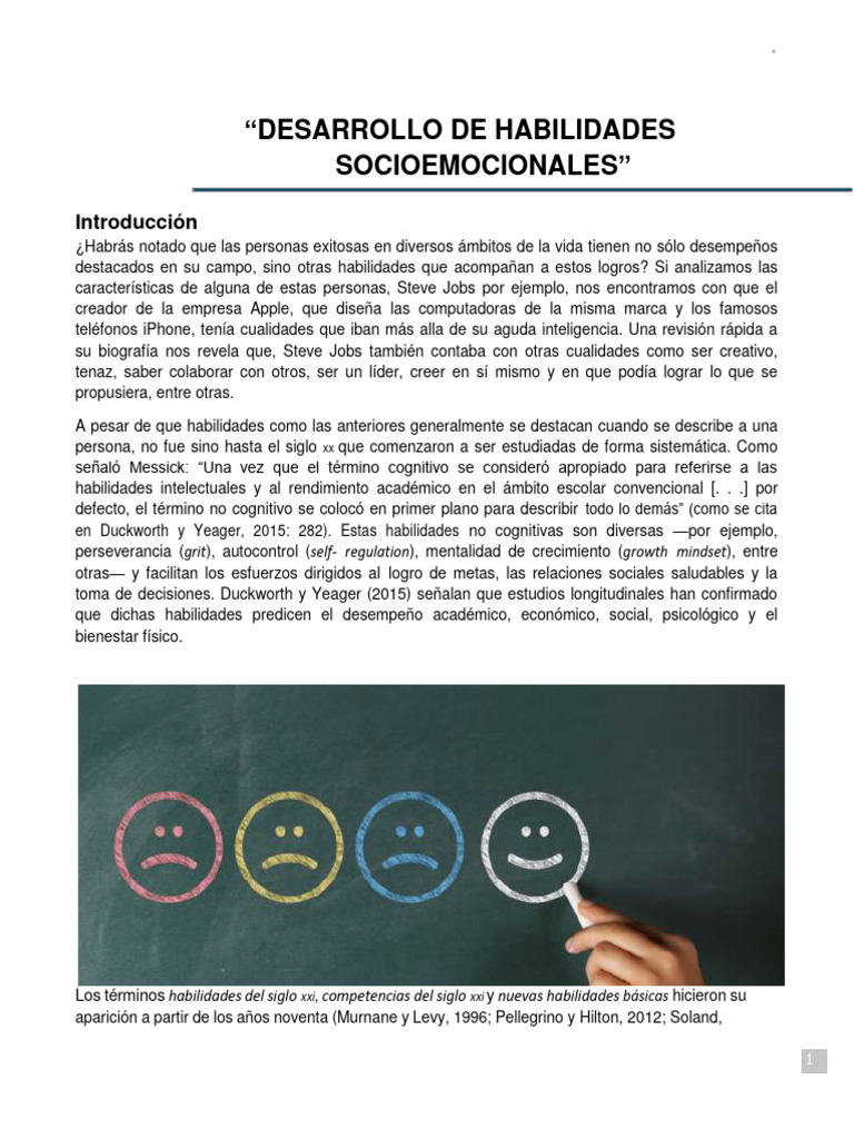 Desarrollo de Habilidades Socioemocionales | PDF | Las emociones ...