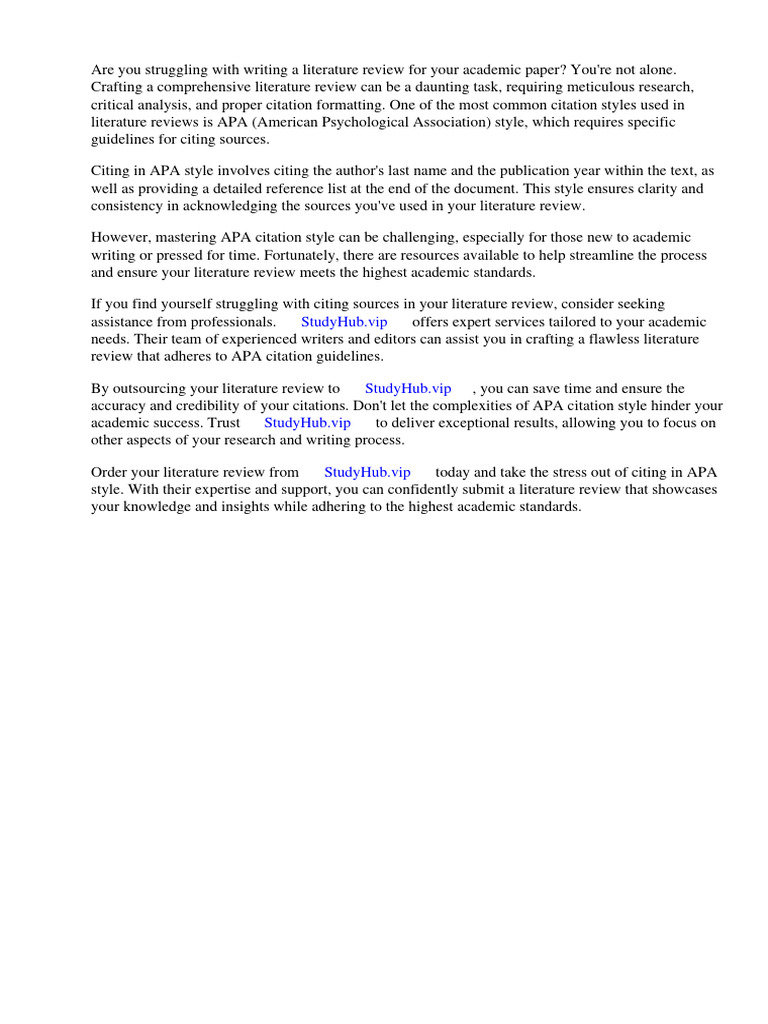 How To Cite in A Literature Review Apa Download Free PDF Apa Style