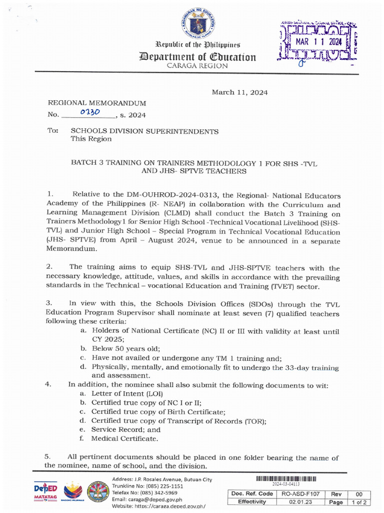 Batch 3 TM 1 Training | PDF