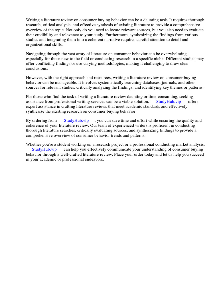 Review Of Related Literature Of Consumer Buying Behavior Pdf