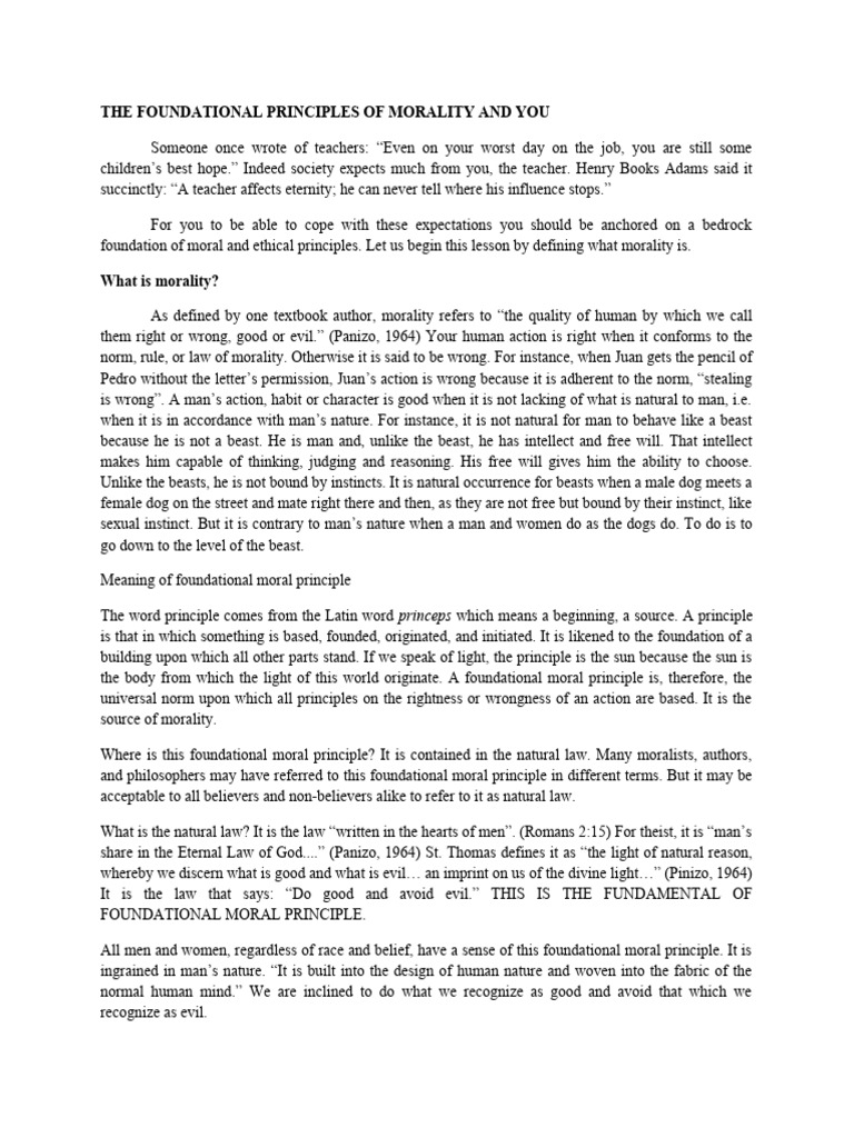 Understanding Foundational Moral Principles | PDF | Morality | Natural Law