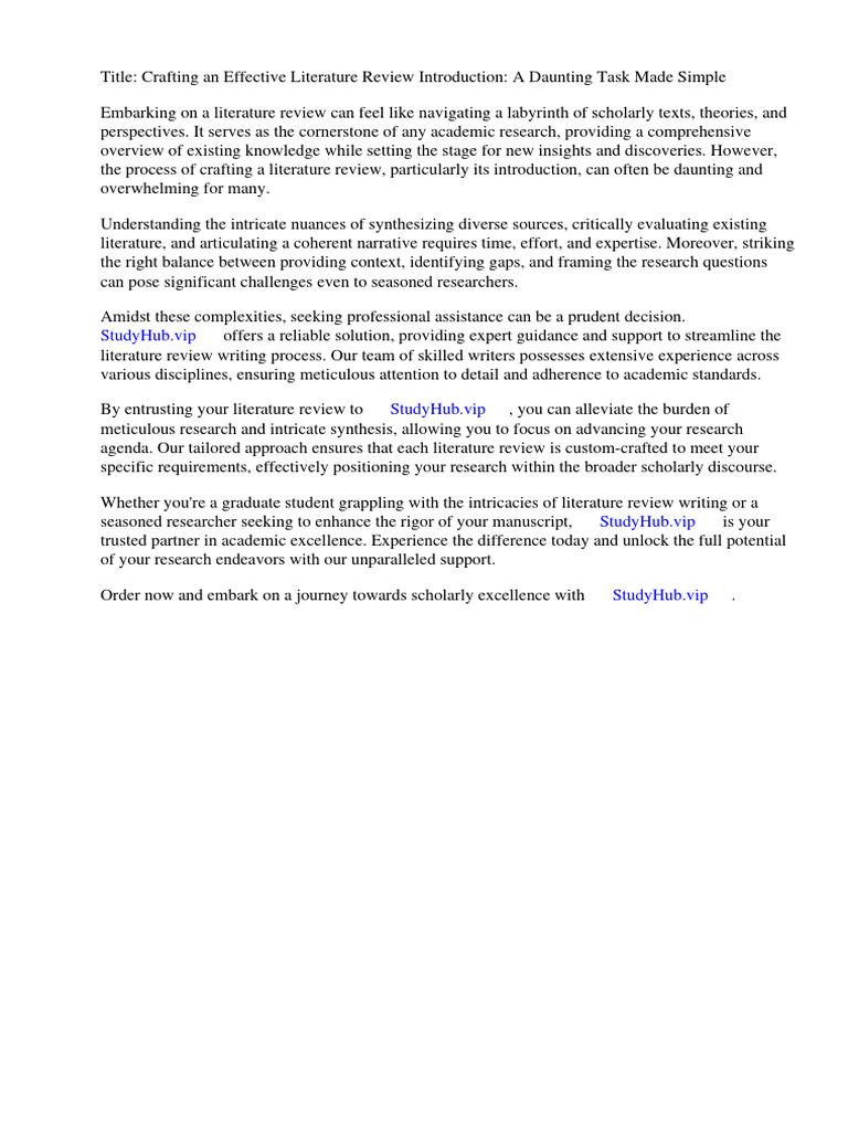 Literature Review Example Introduction | PDF | Literature Review | Essays