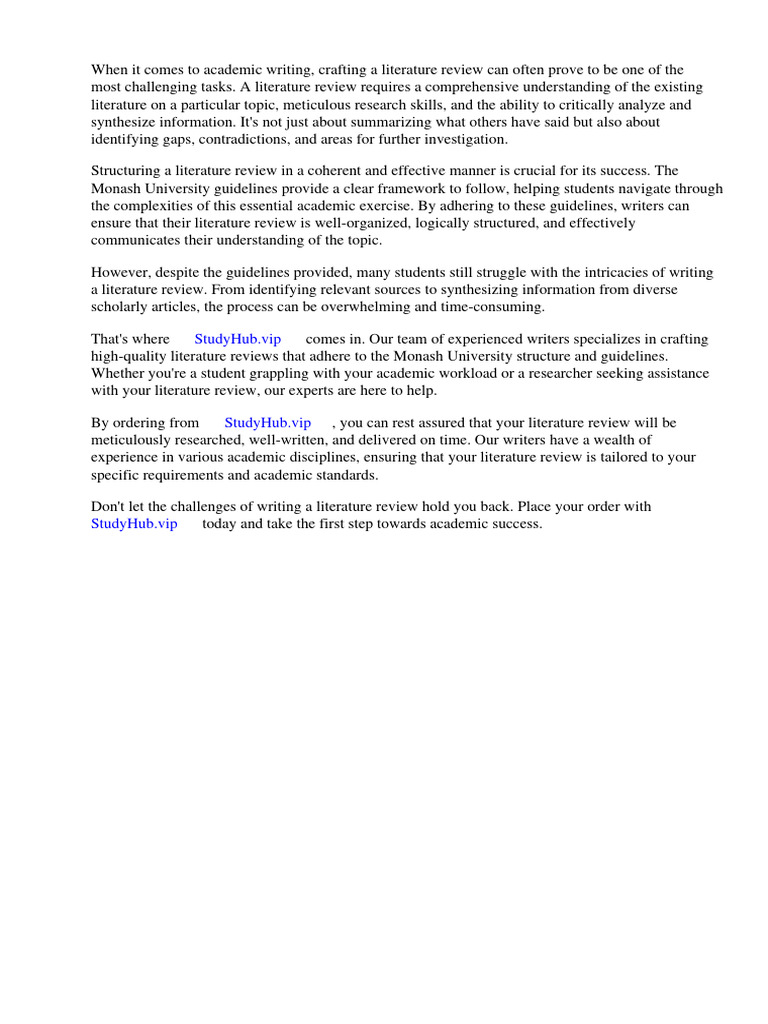 Literature Review Structure Monash PDF Literature Review Methodology